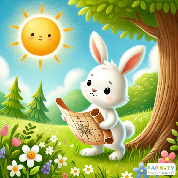 การ์ตูนสำหรับเด็ก ในรูปแบบ นิทานการ์ตูนสองภาษา เรื่อง The Adventure of Benny the Bunny หน้า 1